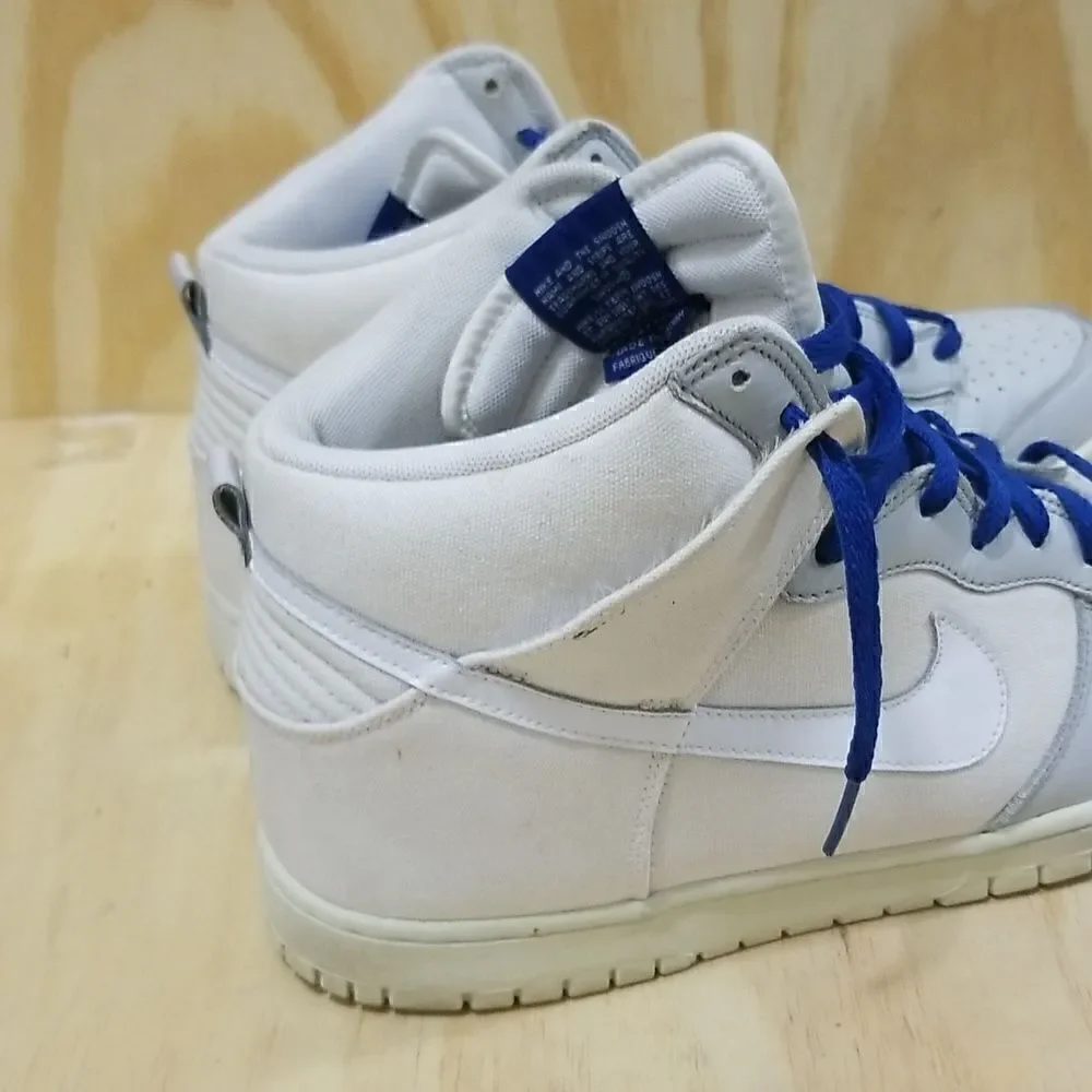 Nike Dunk High - White Canvas Upper/Gray Leather Toebed Size 13